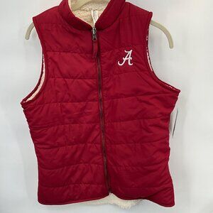 Alabama Women's medium Reversible Puffer‎ Vest By Colosseum   Red & White Fleece